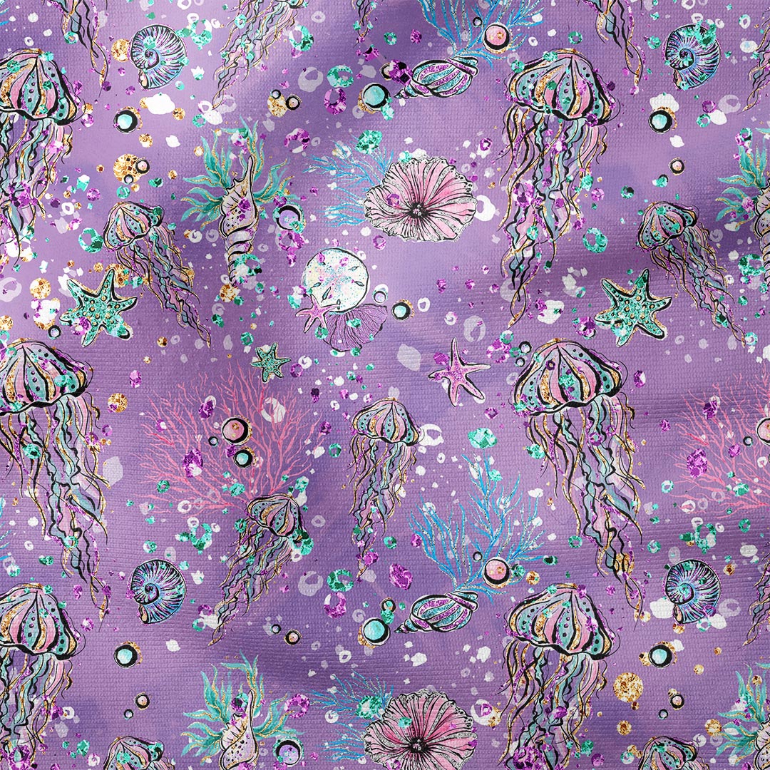 Mermaids Jellyfish Lilac Fabric