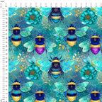 Jewel Bees Blue Fabric