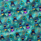 Jewel Bees Blue Fabric