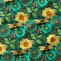 Jewel Bees Green Fabric