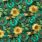 Jewel Bees Green Fabric