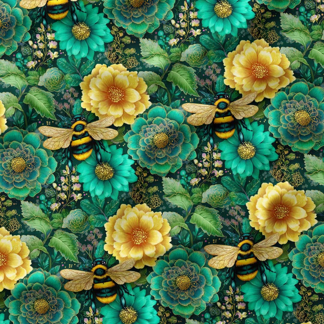 Jewel Bees Green Fabric