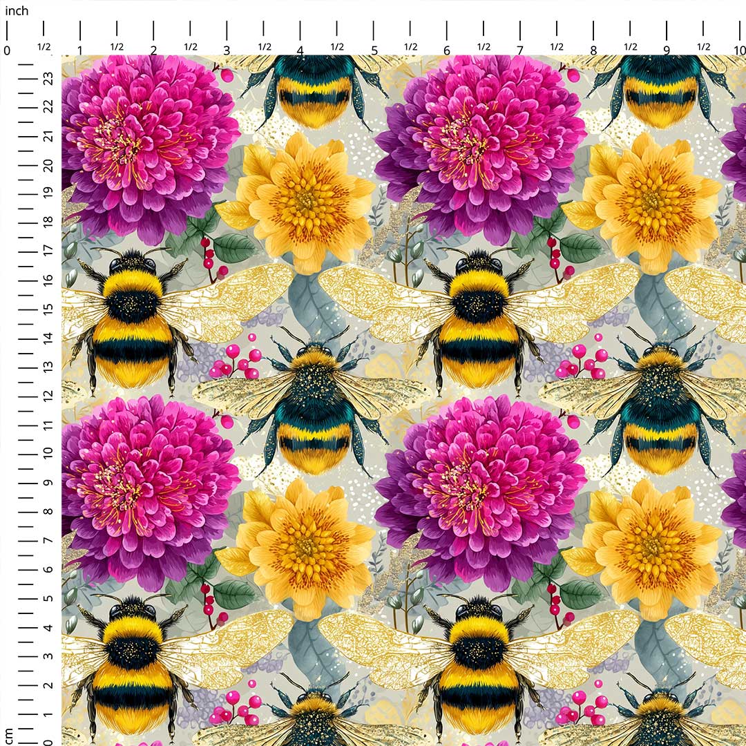 Jewel Bees Yellow Fabric