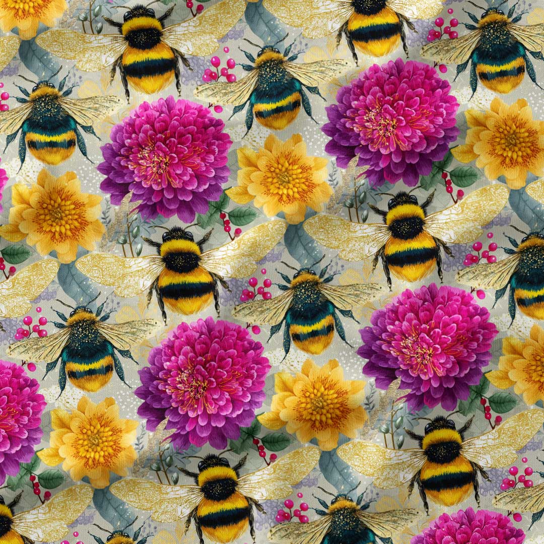 Jewel Bees Yellow Fabric