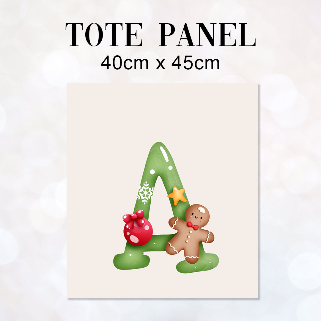 TOTE Jolly Christmas Letters Fabric Bag Panel