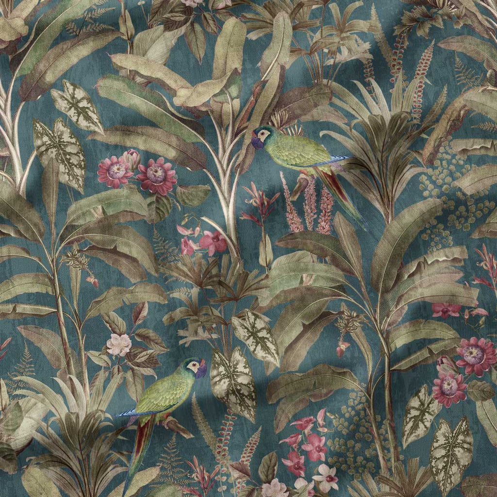 Jungle Elegance Blue Fabric