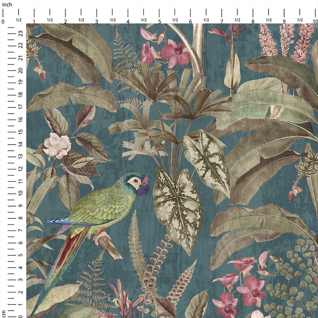 Jungle Elegance Blue Fabric