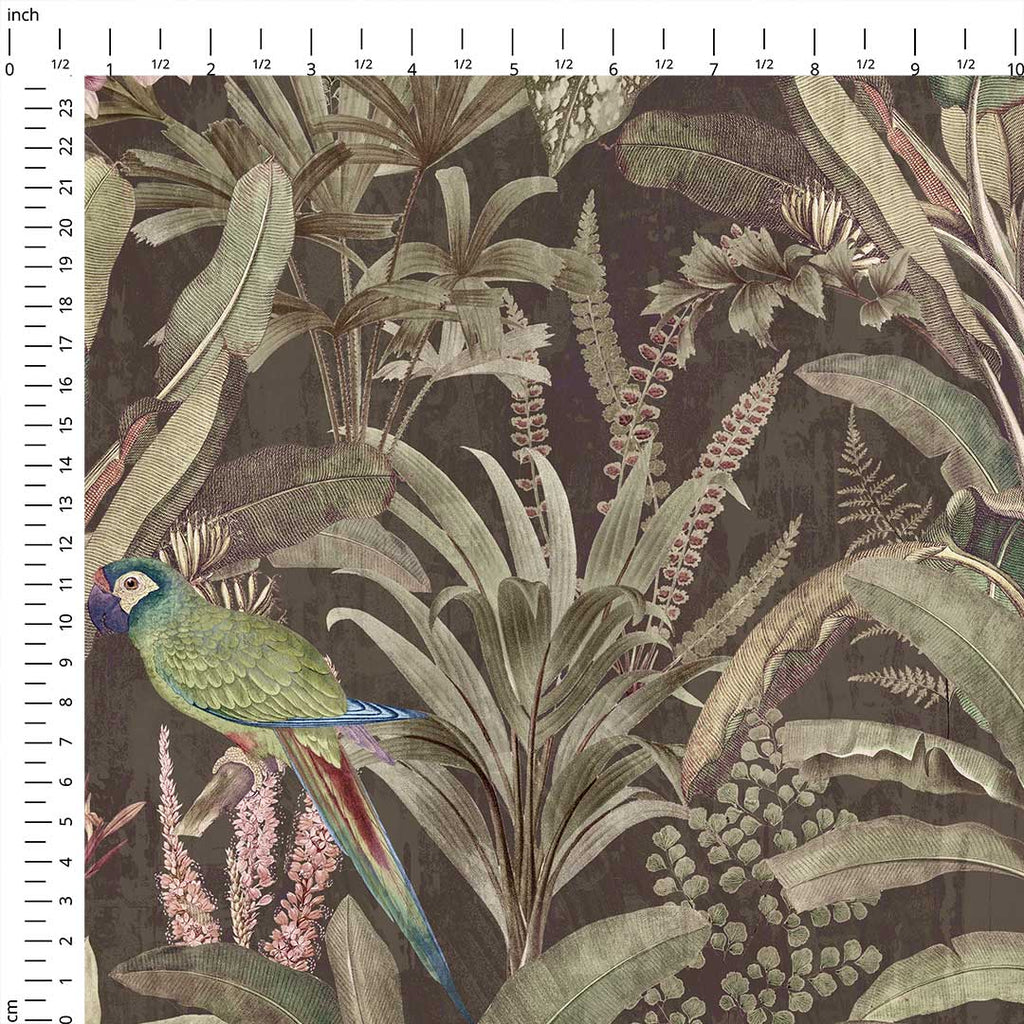Jungle Elegance Charcoal Fabric