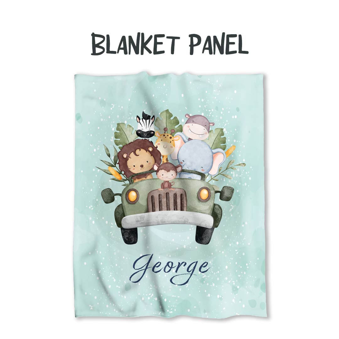 Personalised Jungle Animals Fabric Blanket Panel BP-55