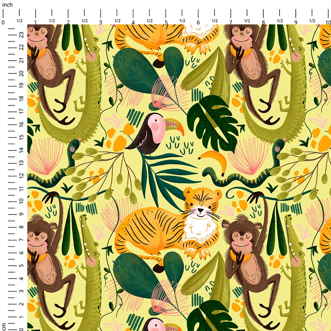 Jungle Life Lemon Fabric
