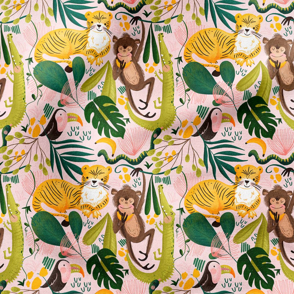 Jungle Life Pink Fabric
