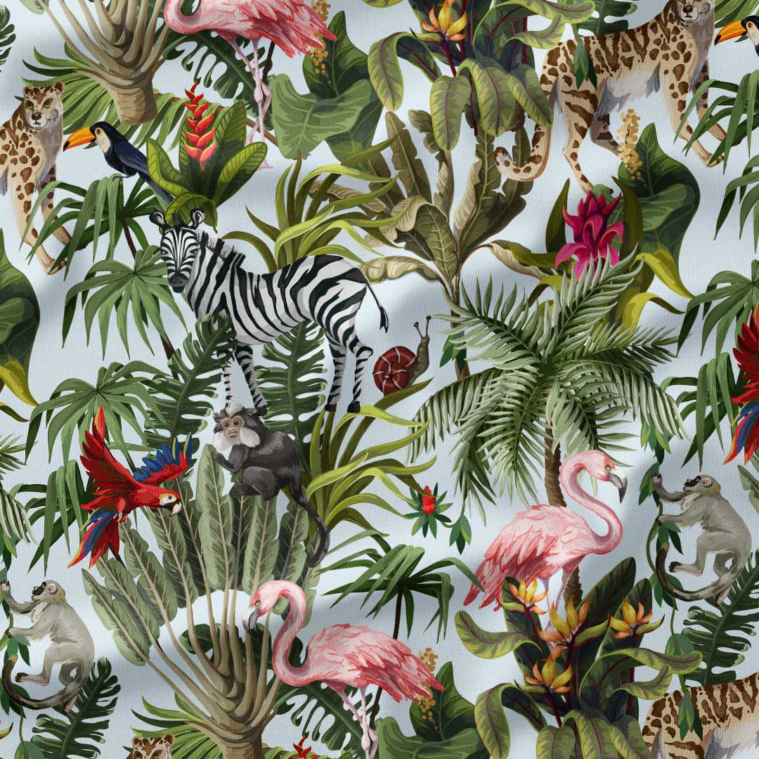Jungle Light Blue Fabric