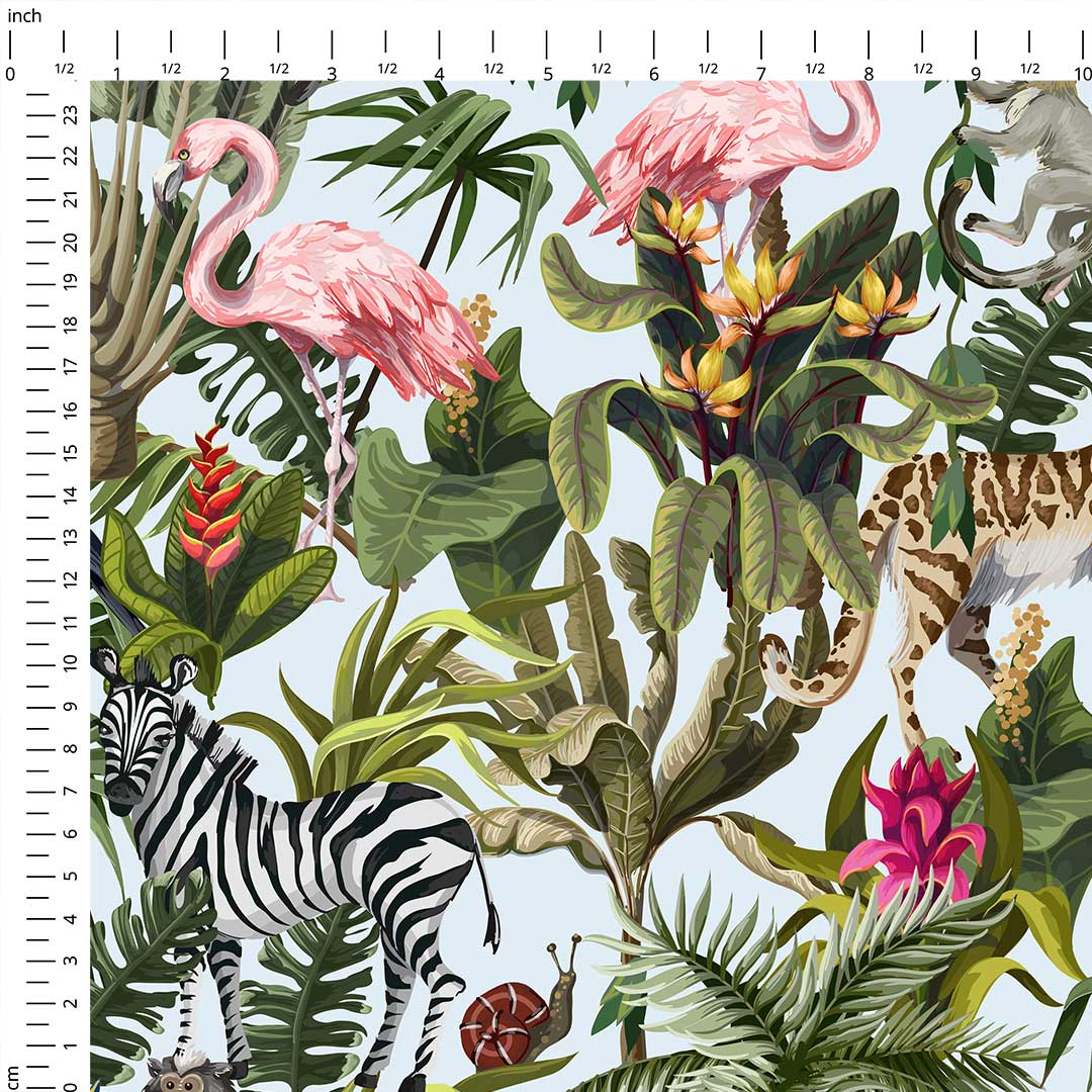 Jungle Light Blue Fabric