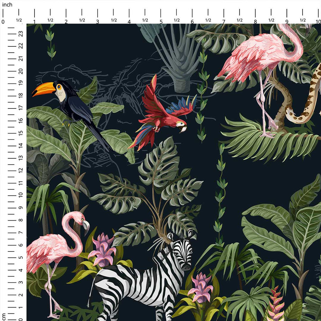 Jungle Navy Fabric