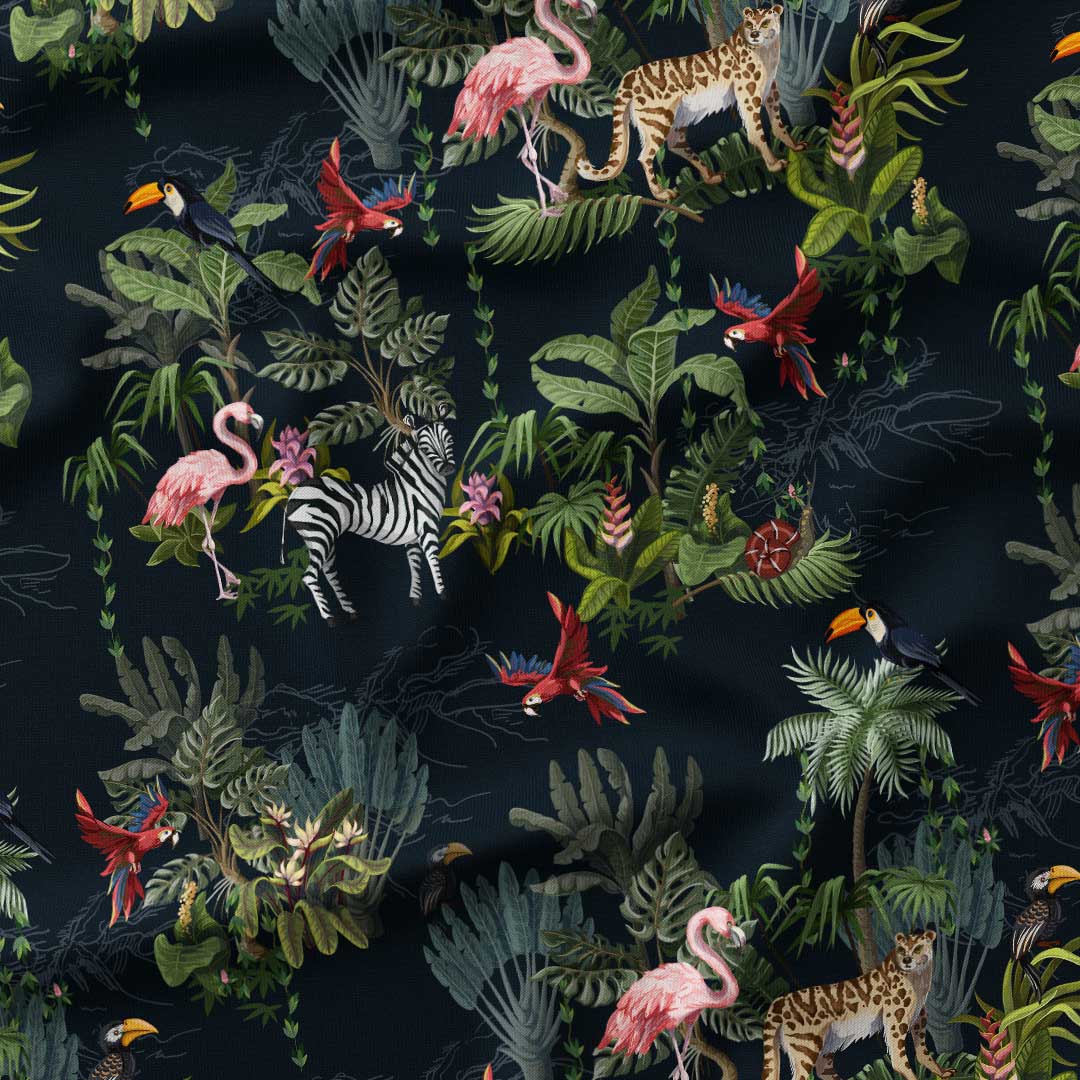 Jungle Navy Fabric