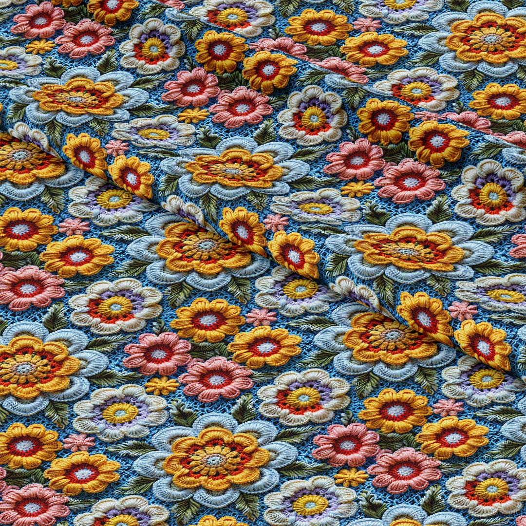 Kayleigh Crochet Flowers Fabric