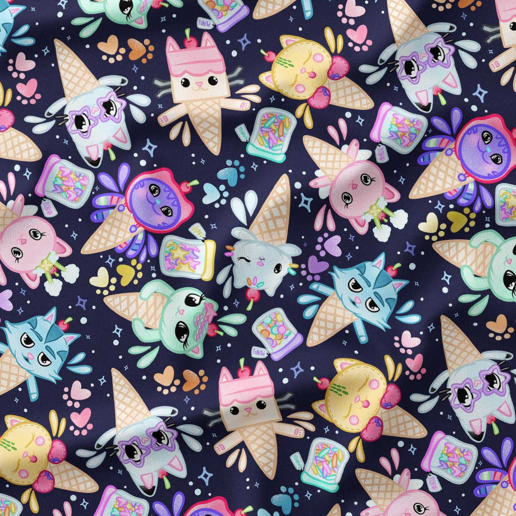 Kitty Cones Navy Fabric