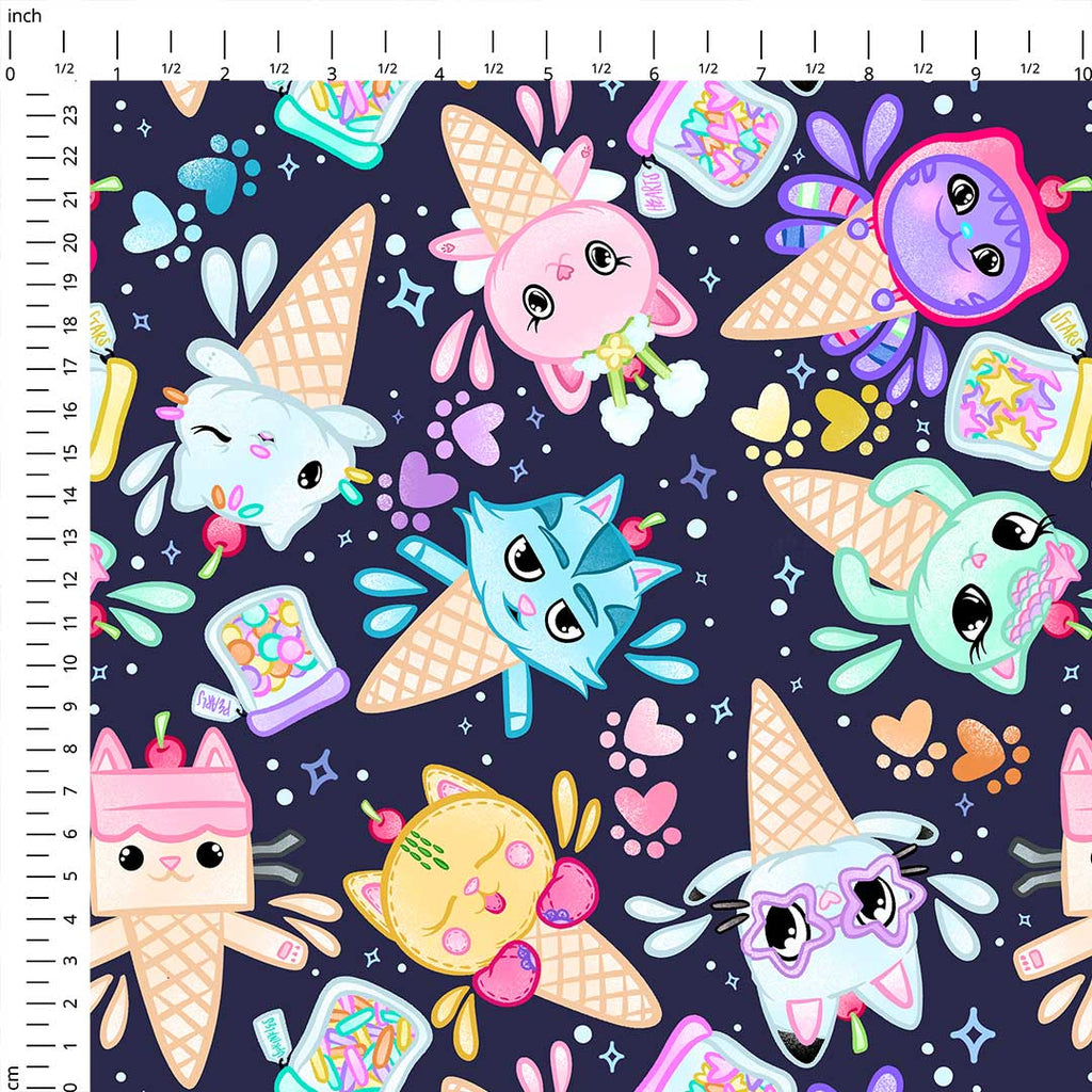 Kitty Cones Navy Fabric