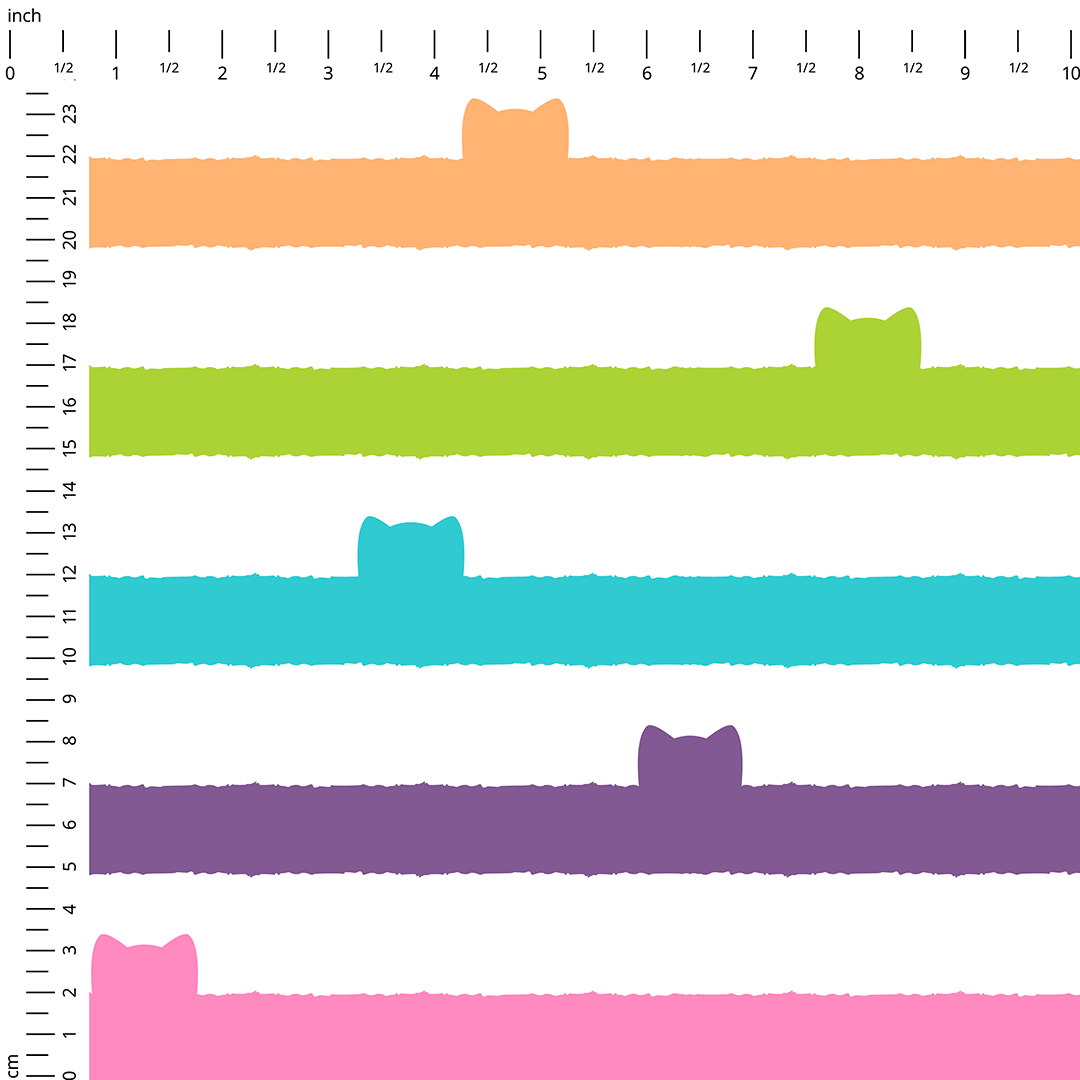Rainbow Kitty Light Stripes Fabric