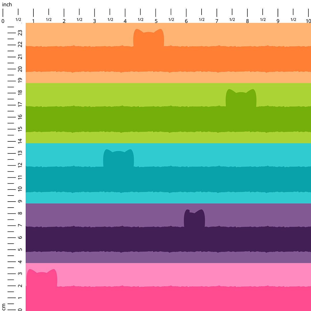 Rainbow Kitty Stripes Fabric