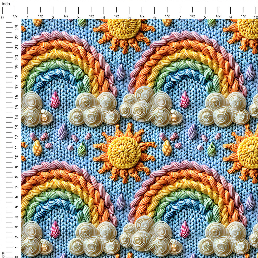 Knitted Rainbows Fabric