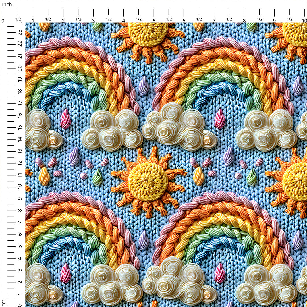 Knitted Rainbows Fabric