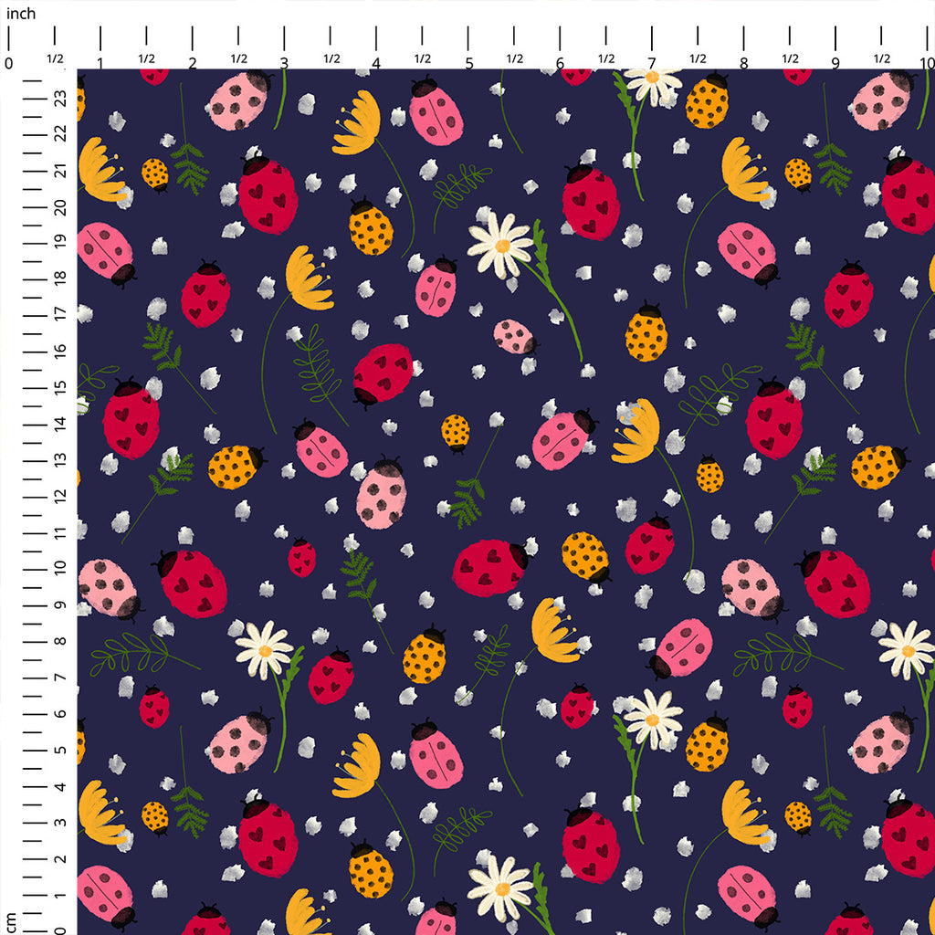 Ladybirds Navy Fabric