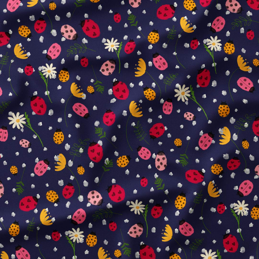 Ladybirds Navy Fabric