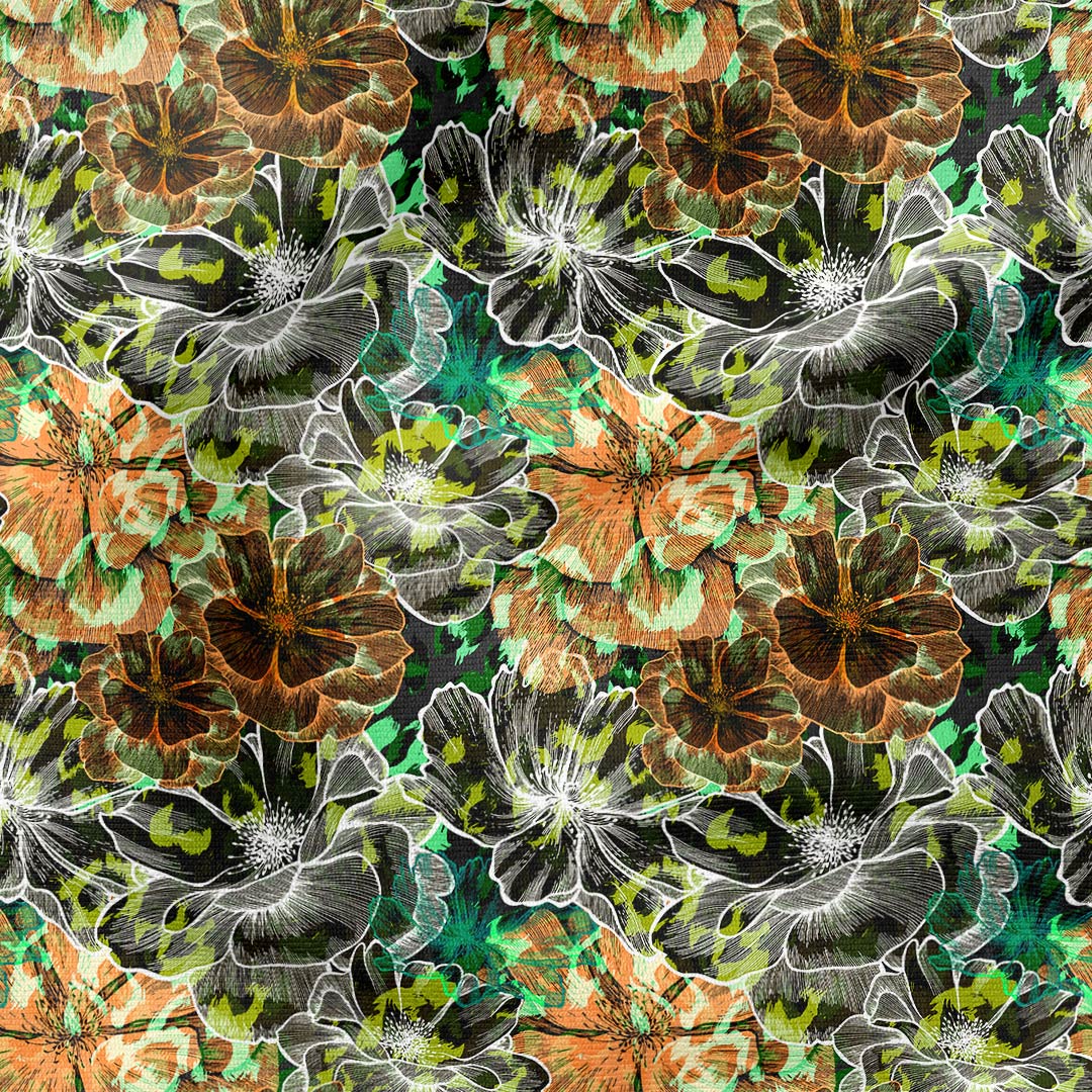 Large Autumn Flowers Fabric