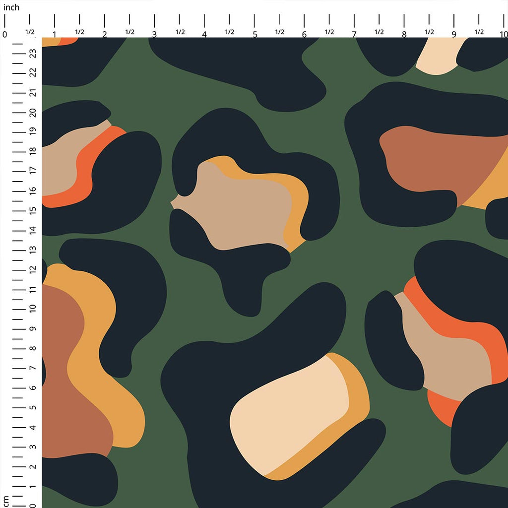 Large Scale Leopard Dark Green Fabric
