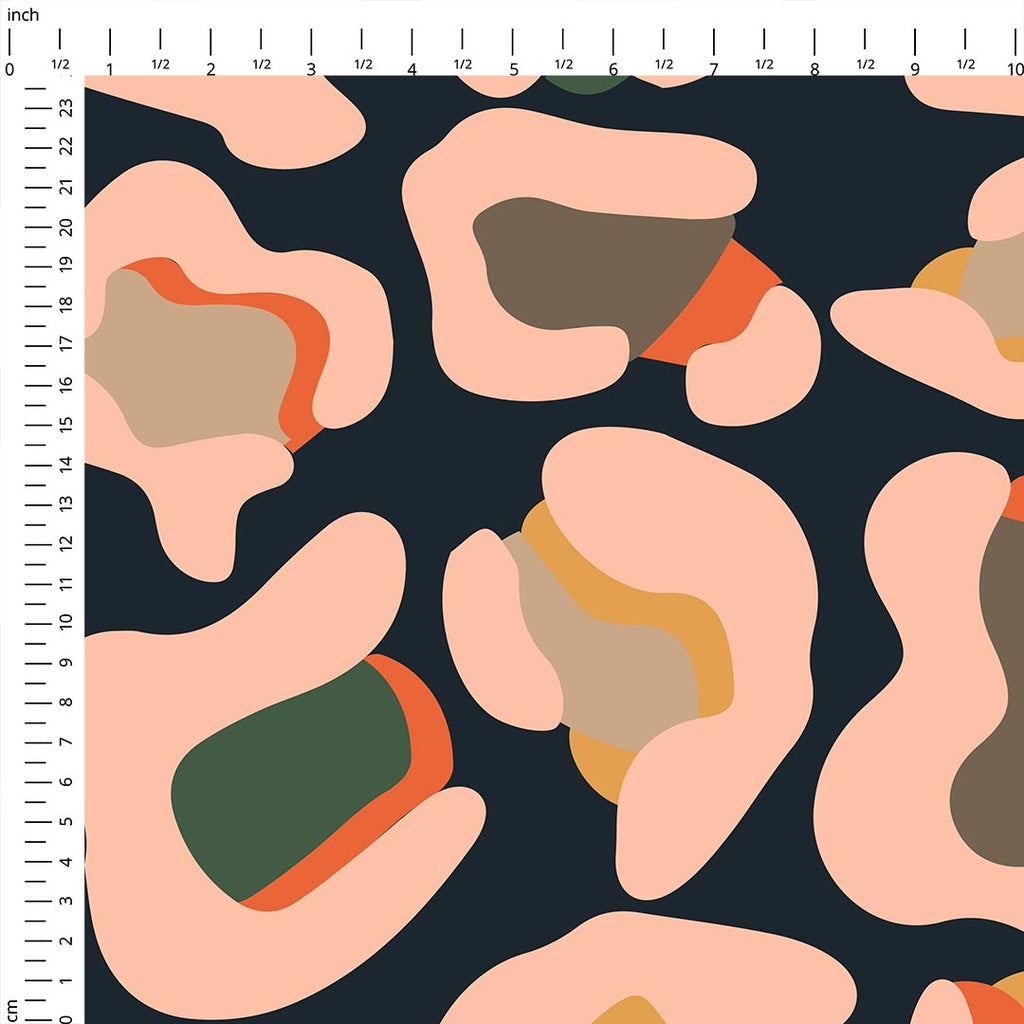 Large Scale Leopard Dark Grey Fabric