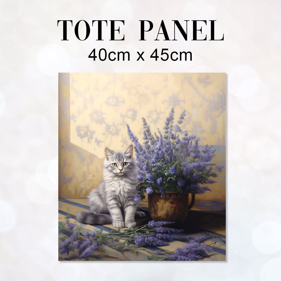 TOTE Lavender Cat Fabric Bag Panel
