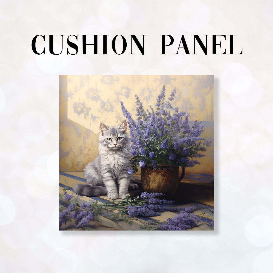 CUSHION Fabric Panel Lavender Cat