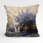 CUSHION Fabric Panel Lavender Cat