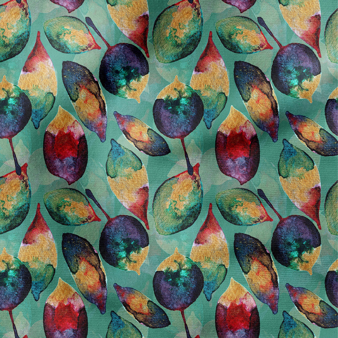Leaves Light Teal Fabric