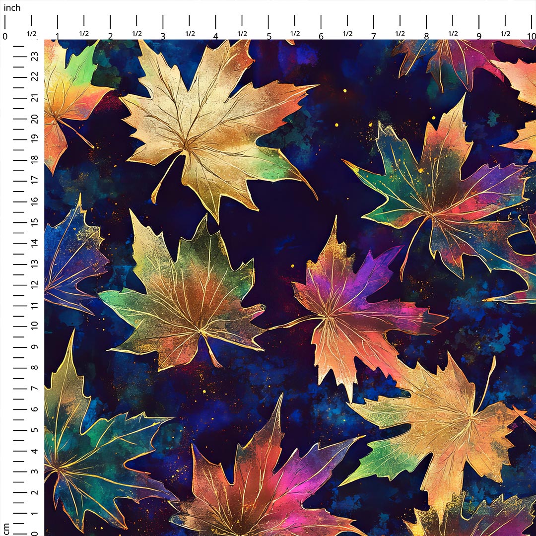 Leaves on Navy Fabric