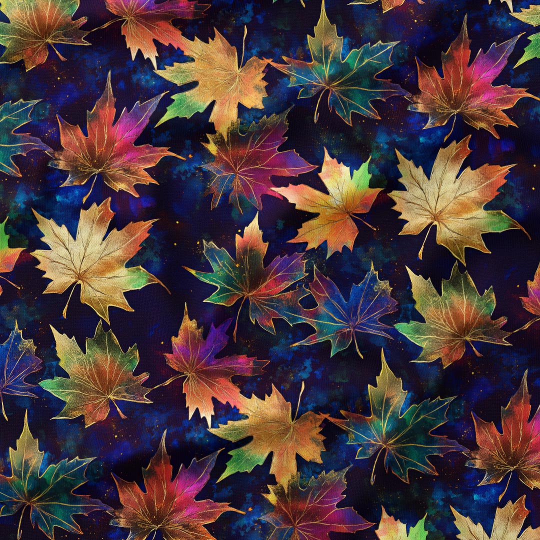 Leaves on Navy Fabric