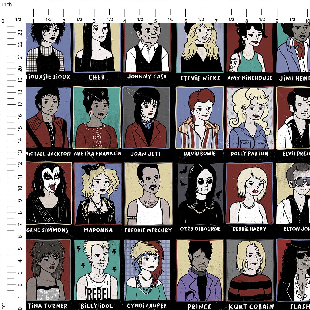 Music Legends Year Book Fabric