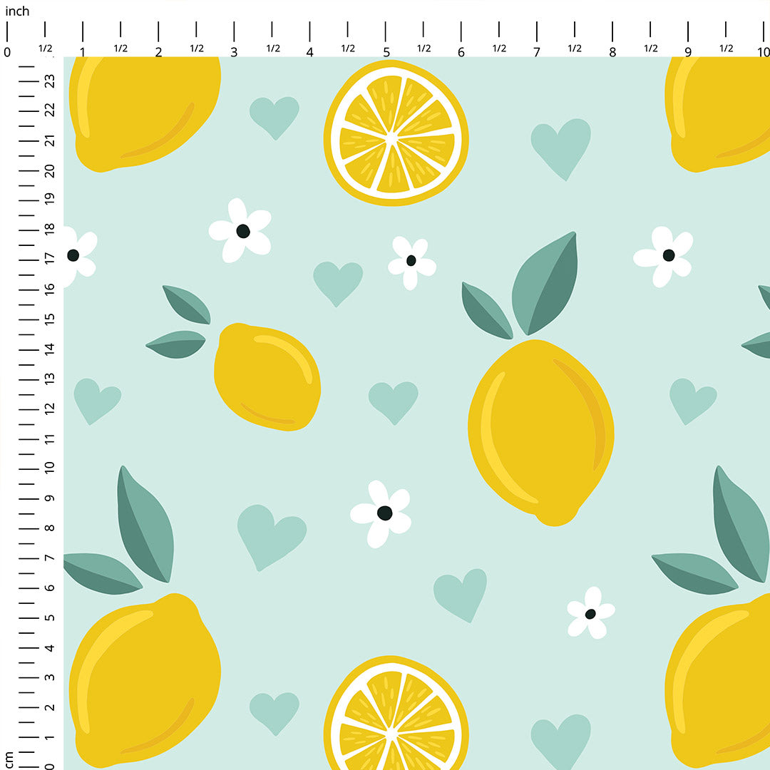 Lemons Mint Fabric