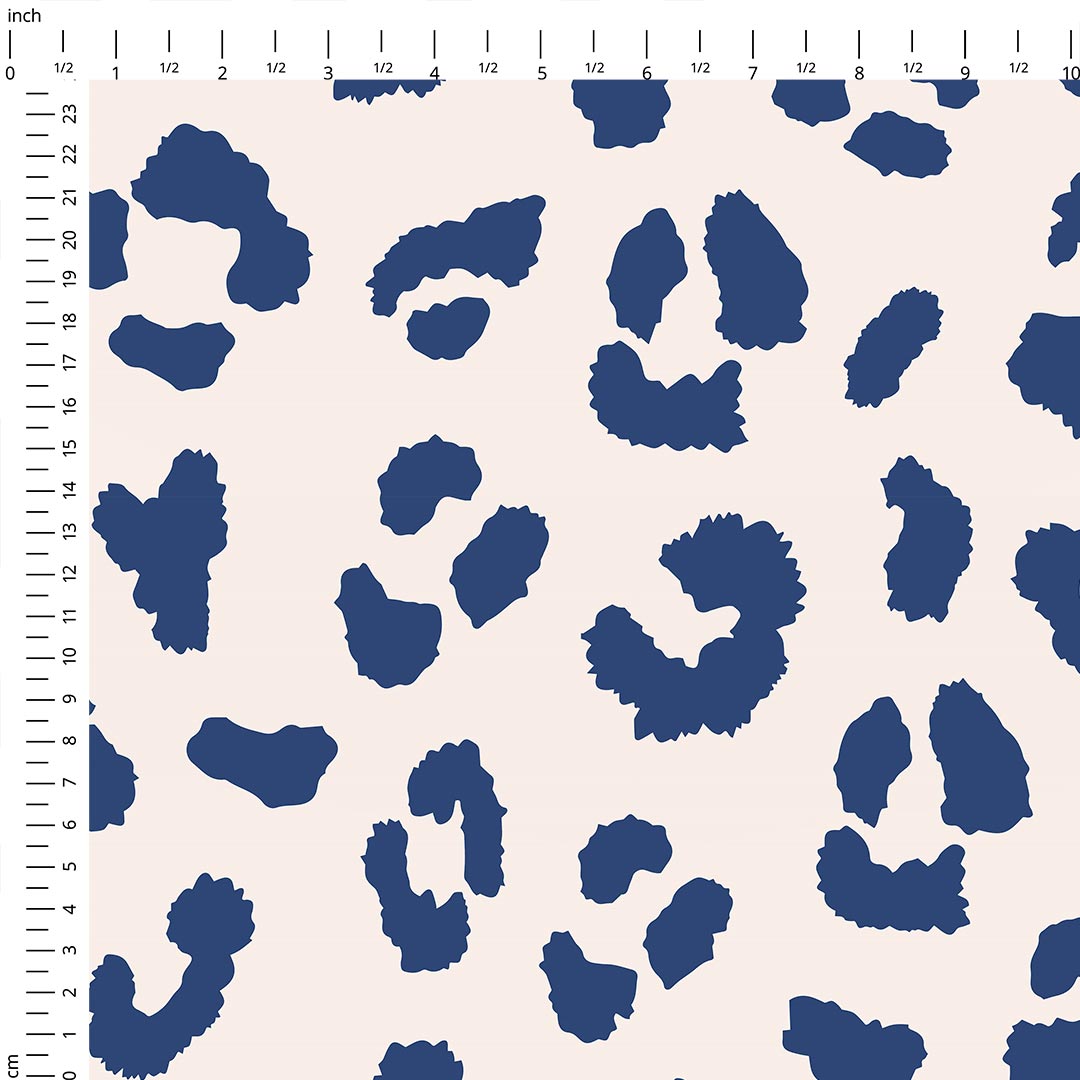 Leopard Cream and Blue Fabric