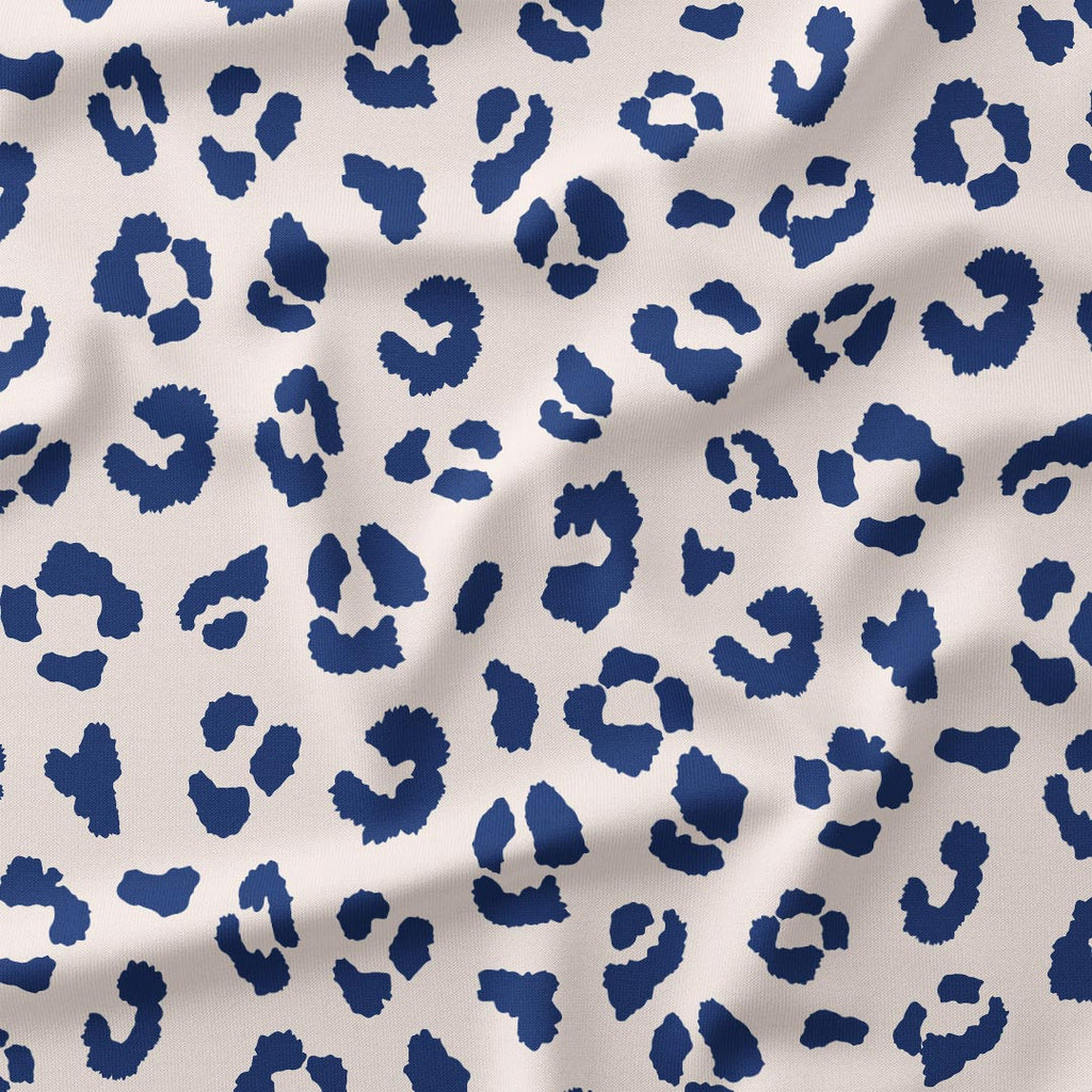 Leopard Cream and Blue Fabric