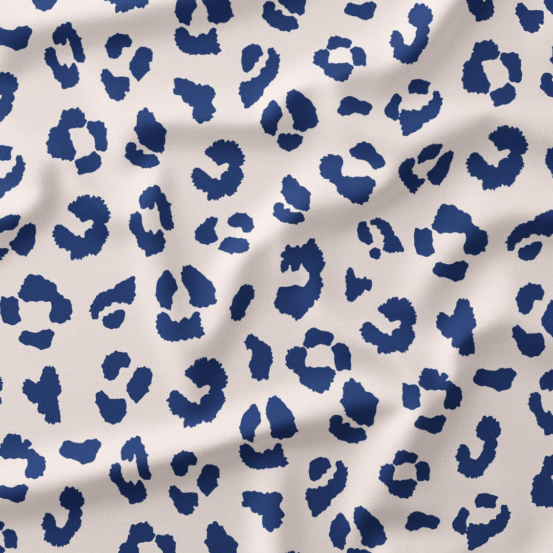 Leopard Cream and Blue Fabric