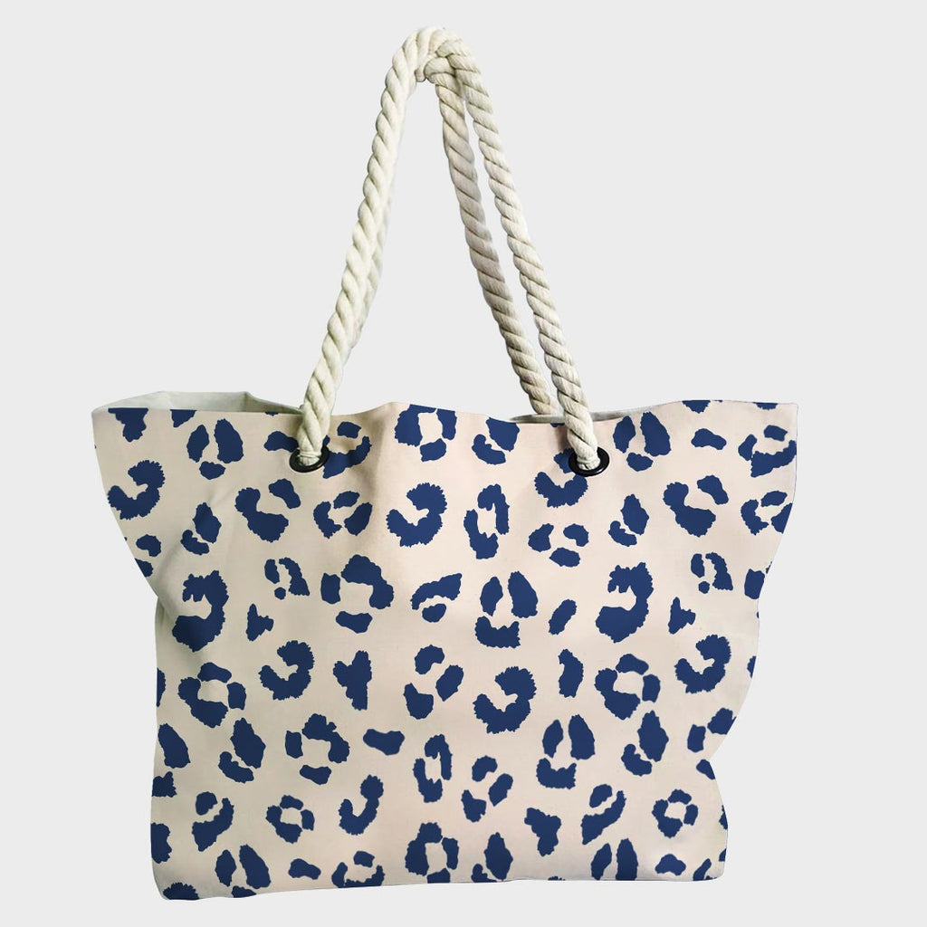 Leopard Cream and Blue Fabric