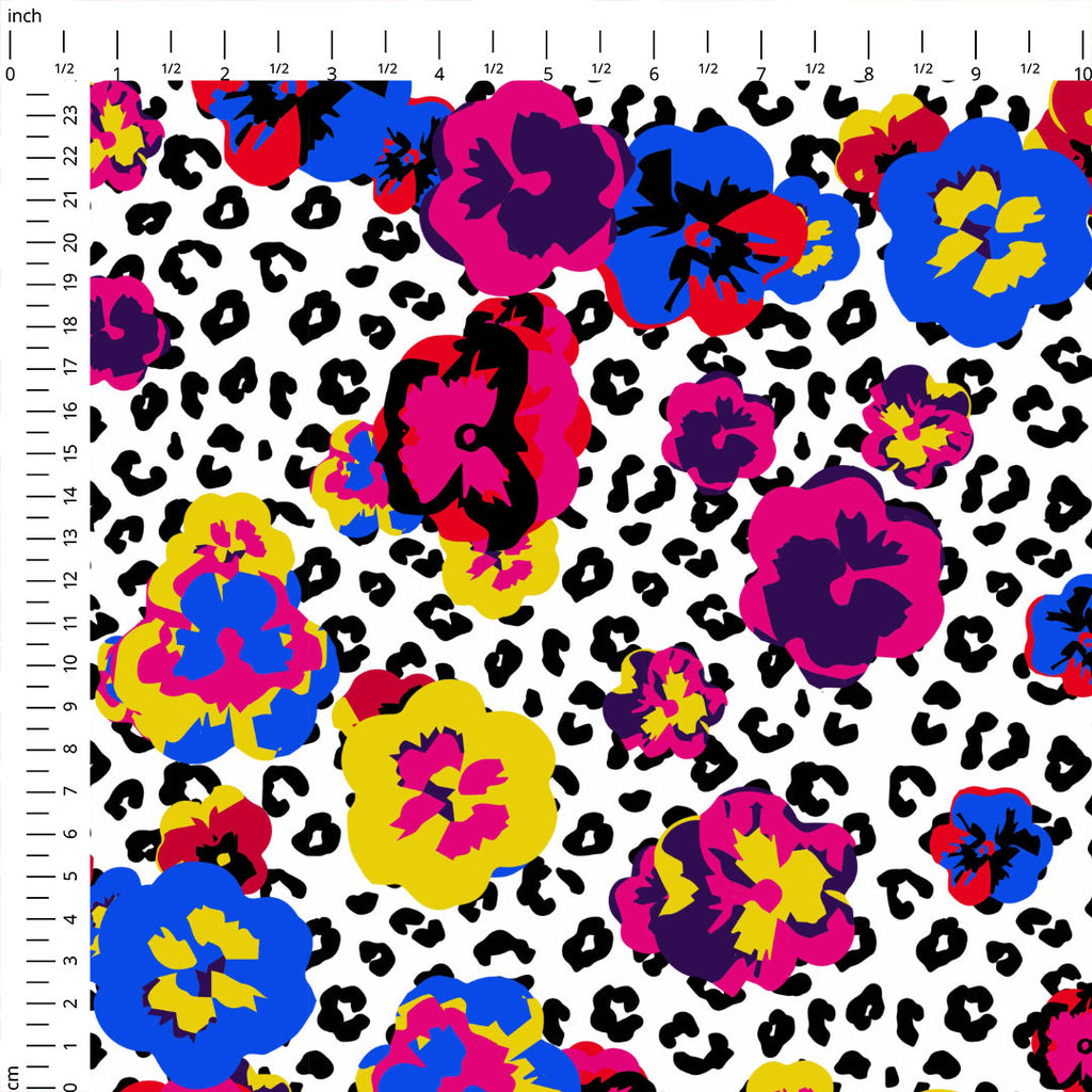 Leopard Pansies Fabric