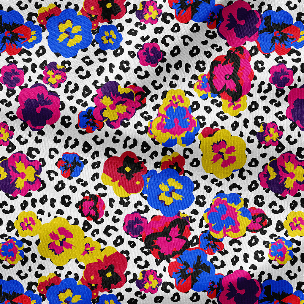 Leopard Pansies Fabric