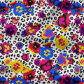 Leopard Pansies Fabric