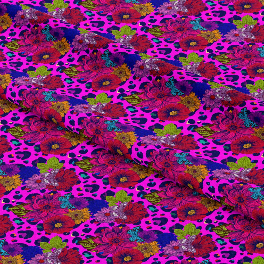 Leopard Sketch Floral Fabric