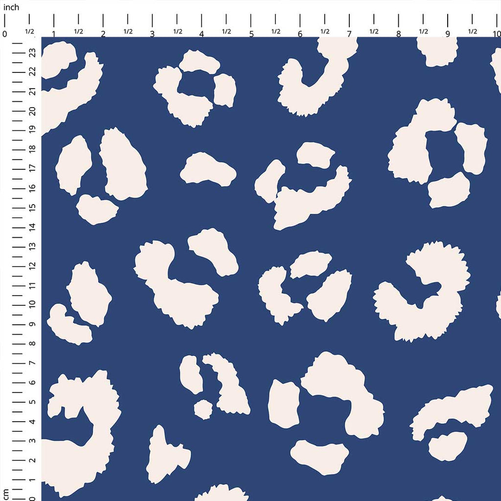 Leopard Blue and Cream Fabric