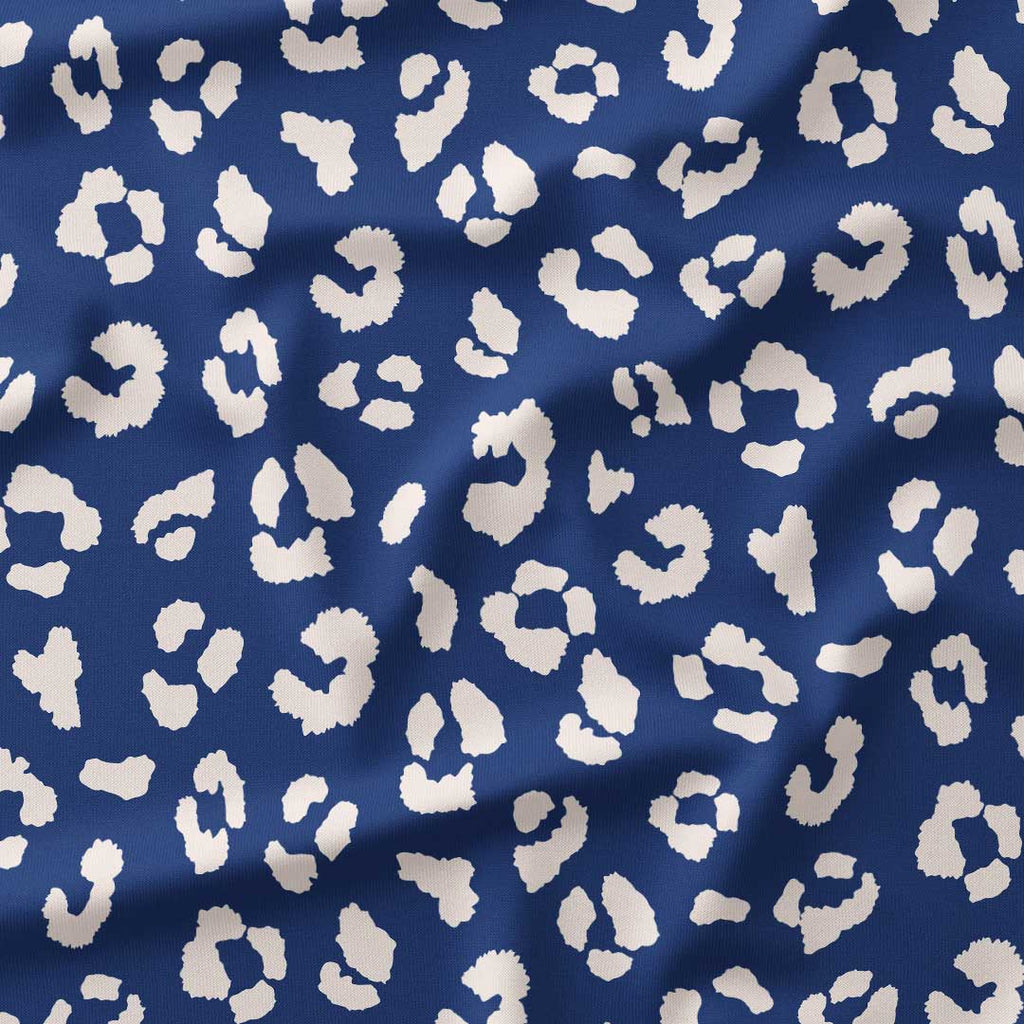 Leopard Blue and Cream Fabric
