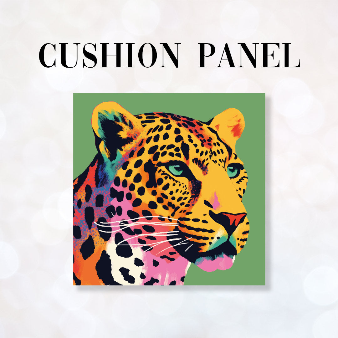 CUSHION Fabric Panel Leopard on Green